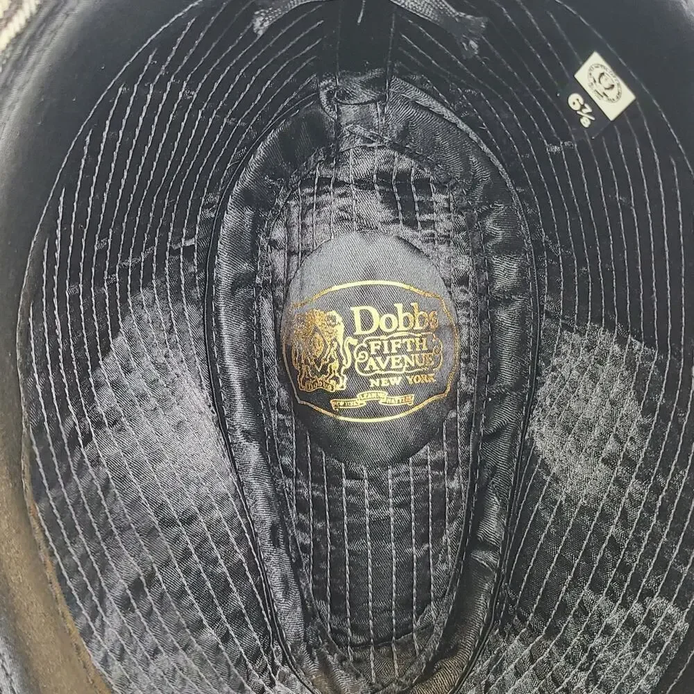Dobbs 5th Ave NY‎ Wool Hat Fedora Herringbone Black Gray 6 7/8 Classic Dapper